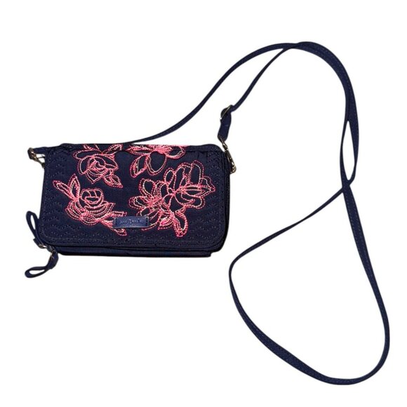 Vera Bradley Floral Embroidered Crossbody Wallet With Adjustable Strap - Picture 10 of 15
